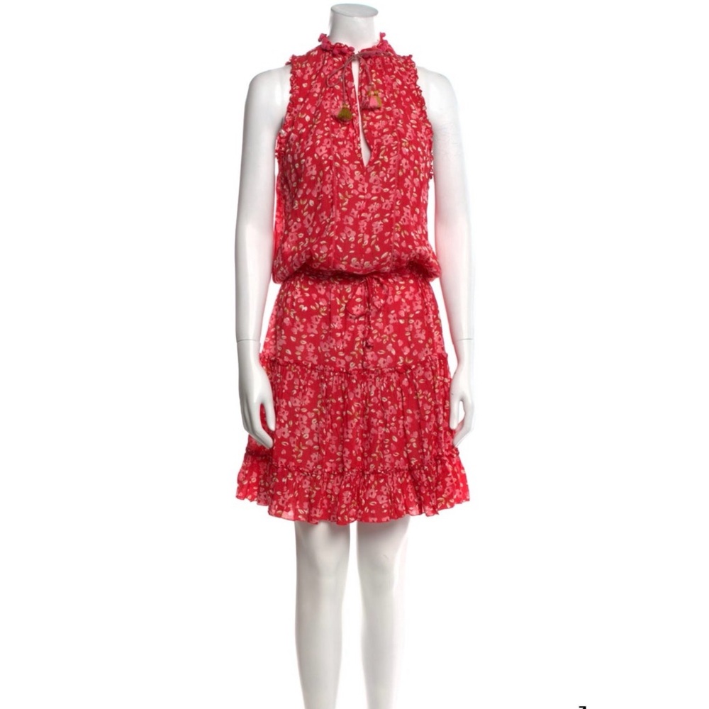 POUPETTE ST BARTH Floral Red Sleeveless Knee-Length Dress - Size M